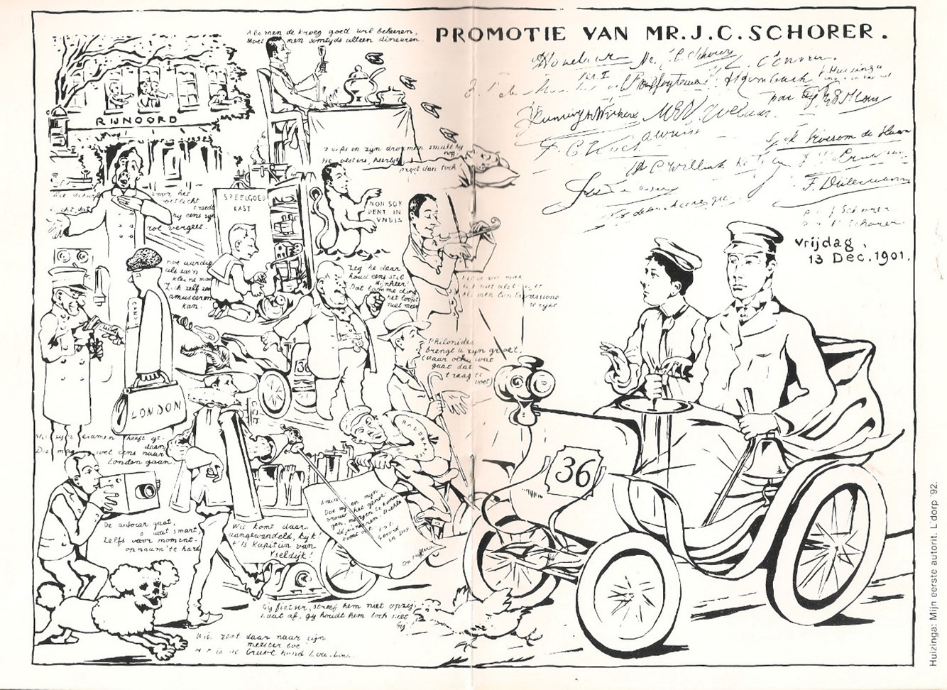 Promotieplaatje van Mr. J.C. Schorer, 13-12-1901 te Leiden.