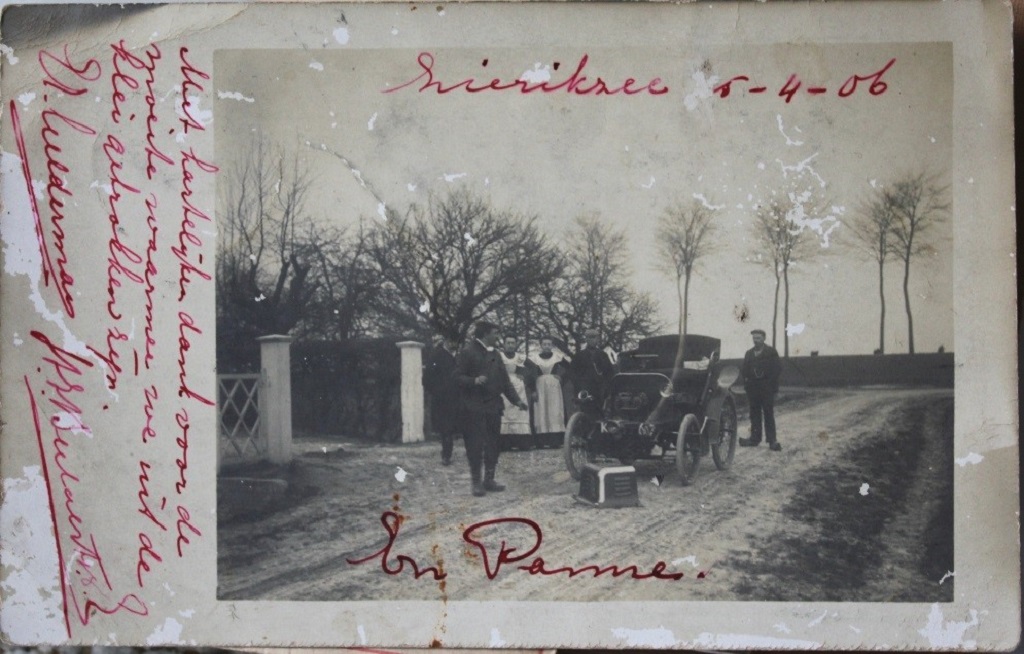 Z607, F.N. wagen van E.J. Gelderman uit Zierikzee, aldaar op 5-4-1906 en panne. 
Bron: beeldarchief Tholen via Fred vd. Kieboom.